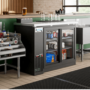 Black 48"Countertop Glass-Door Back Bar Cooler