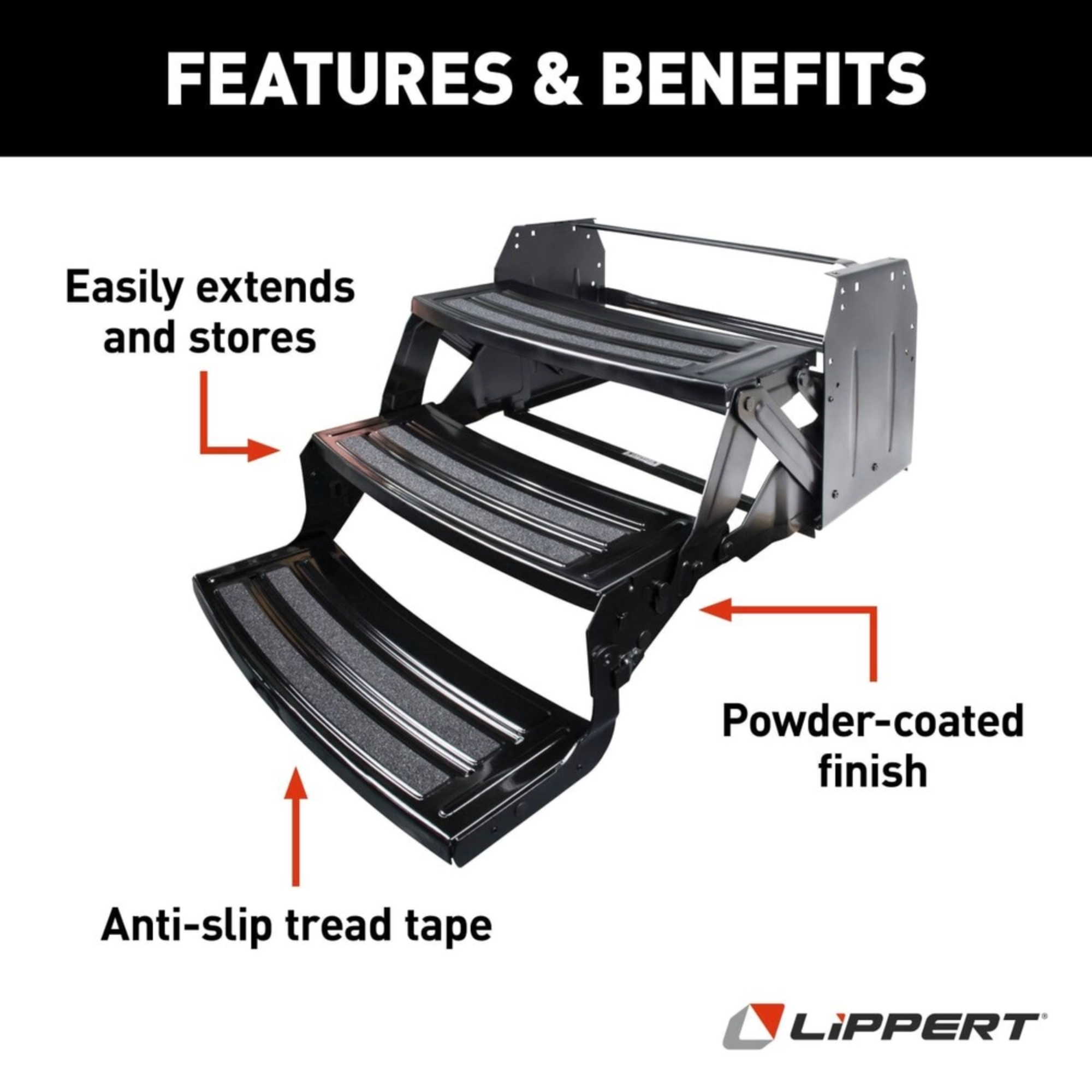 Lippert 24" Triple Folding RV/Trailer Step - Image 2