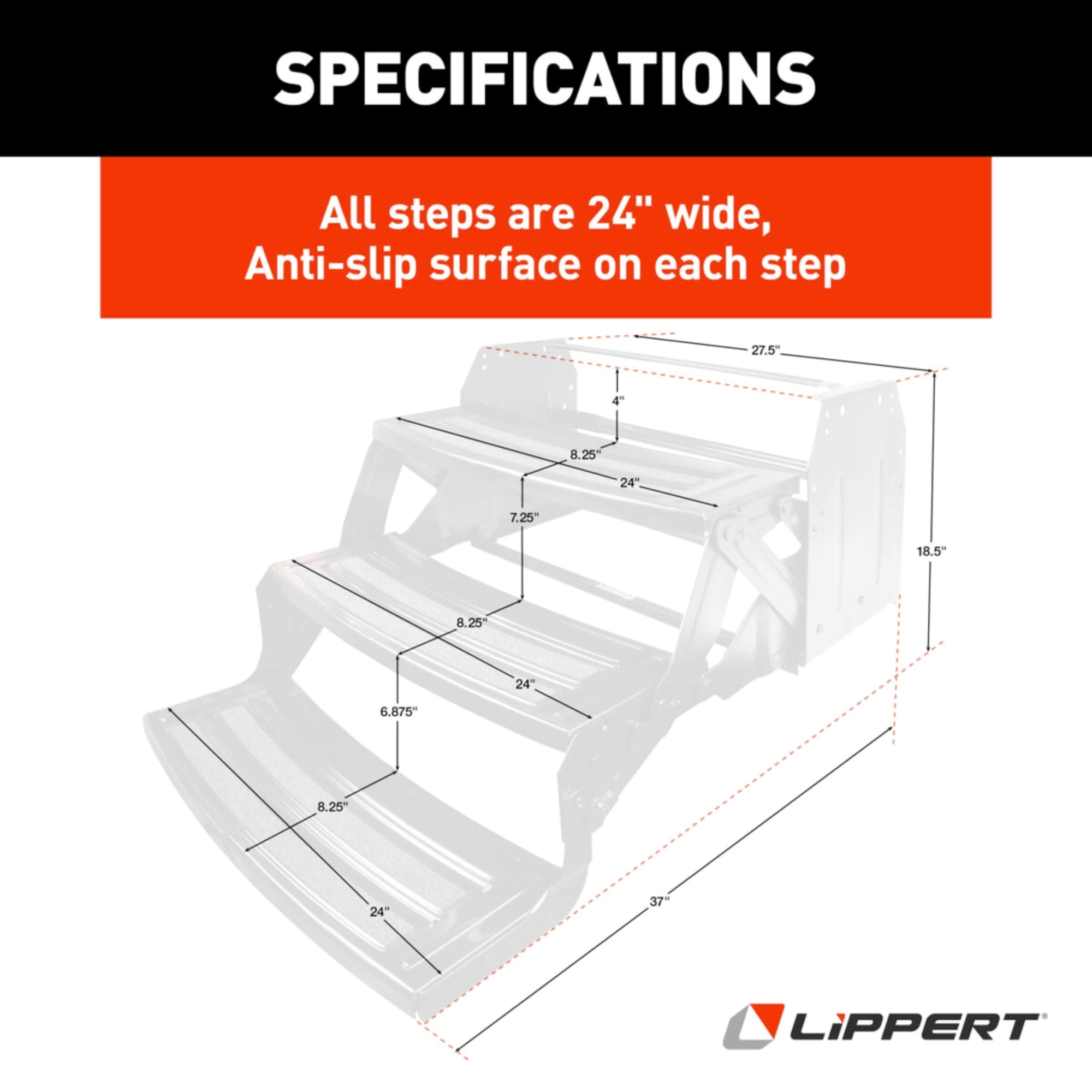 Lippert 24" Triple Folding RV/Trailer Step - Image 4