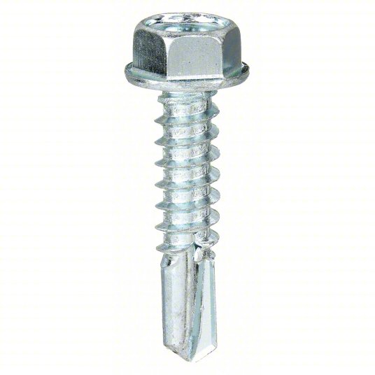 1/4"-14 x 1-1/2" Hex Washer Head Self-Drilling Metal Screws – Zinc - Image 2
