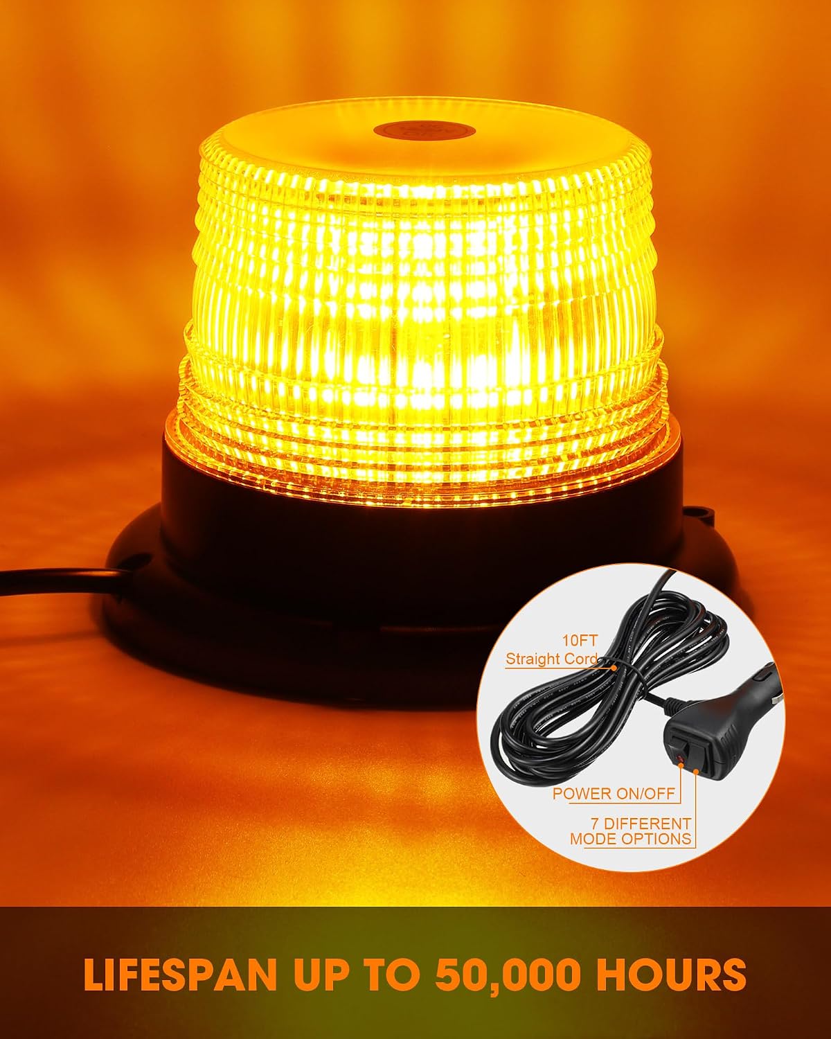 60 LED Amber Beacon Strobe Warning Light