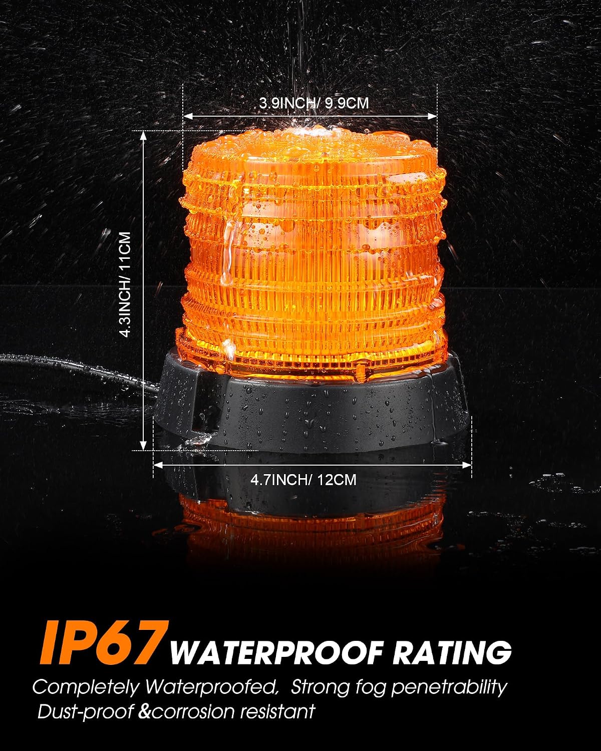 60 LED Amber Beacon Strobe Warning Light - Image 2